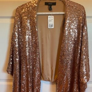Forever 21 rose gold sequin cardigan
